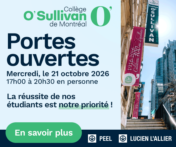 Collège O'Sullivan | Portes ouvertes : Mercredi, le 21 octobre à 17h00